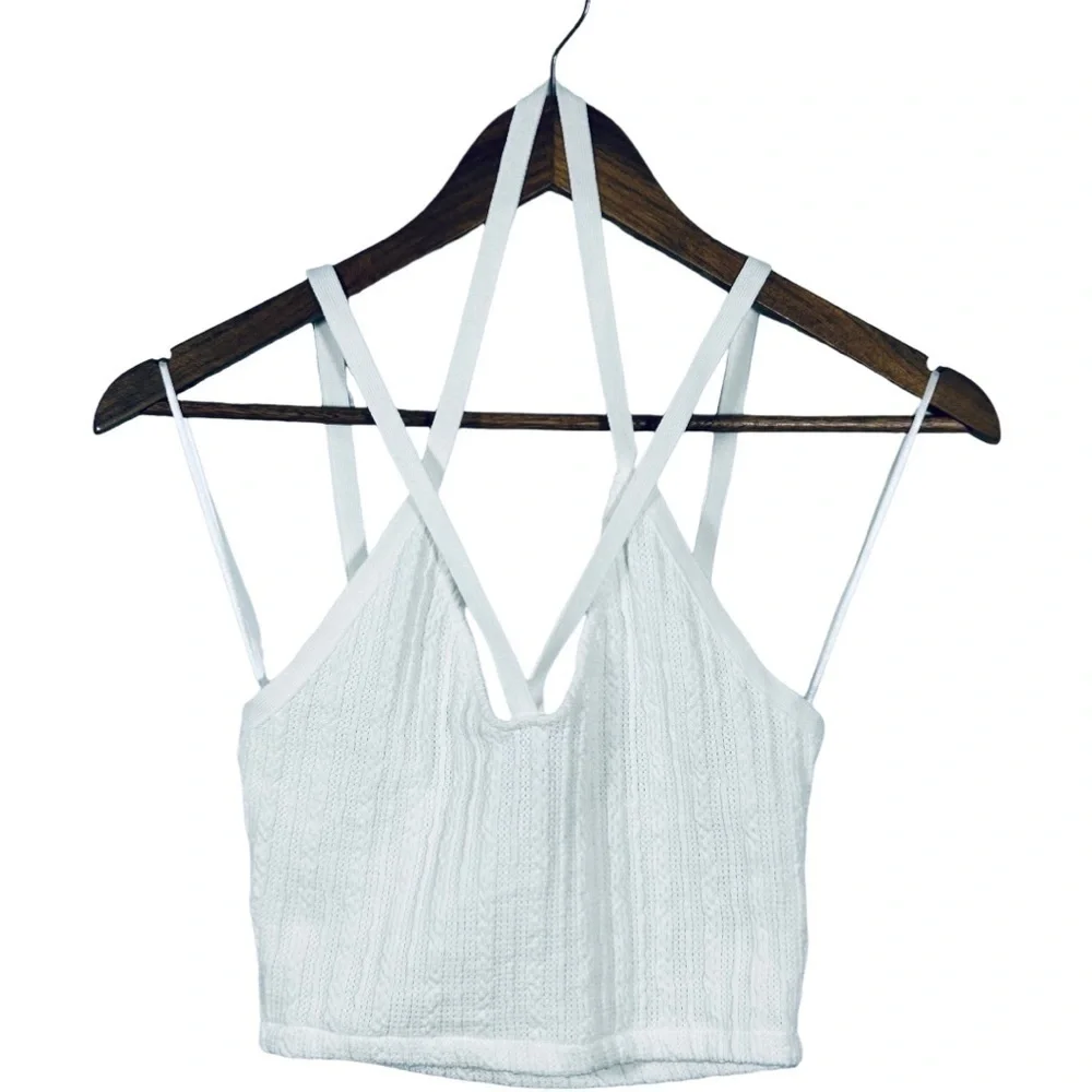 3/$20 ZARA white cable knit halter style strappy crop tank top‎